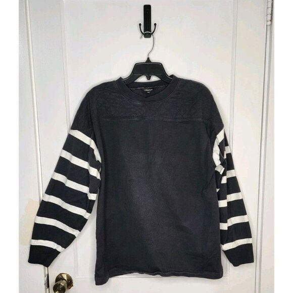 J. PETERMAN Quilted Shoulder & Elbow Pads Rugby Stripe Pullover Sweatshirt Sz M - Picture 1 of 4